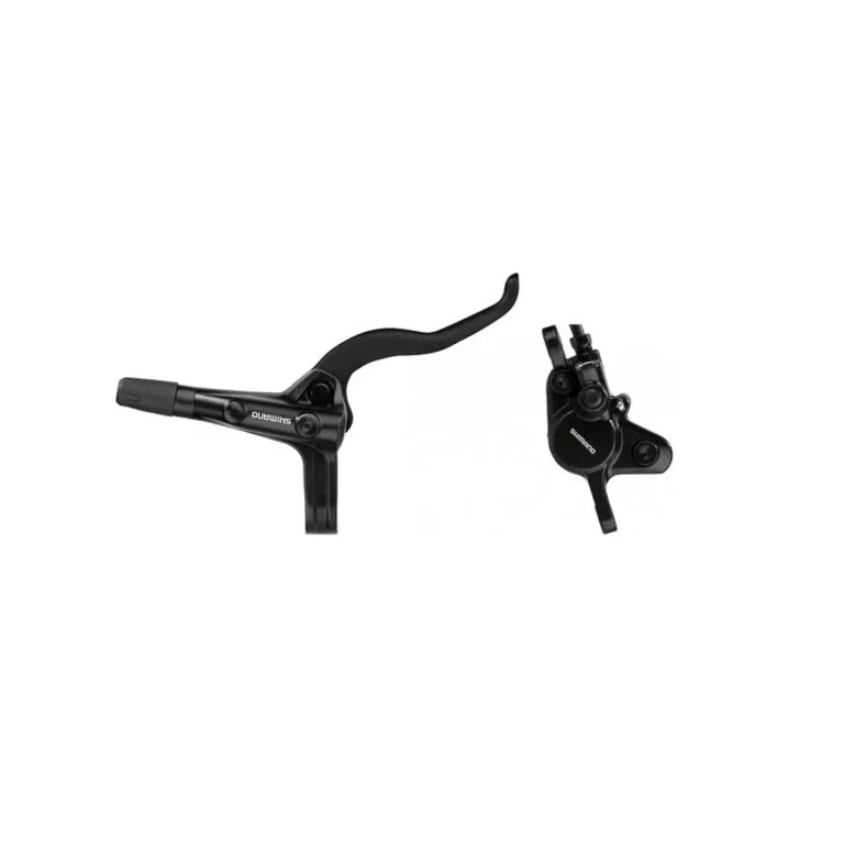 בלם דיסק מורכב אחורי Shimano (402) (קליפר, ידית, רפידת רזין, ללא צלעות קירור, צינור) ללא מתאם