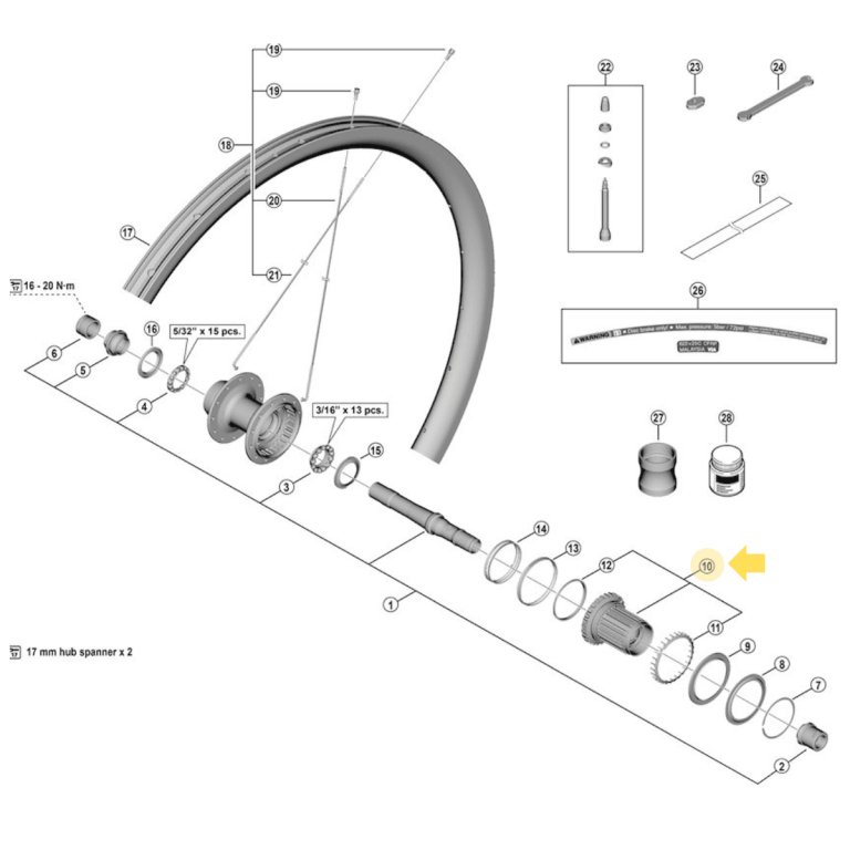 גוף פריהאב שלם Shimano (WH-RX880) (HG Spline L2)