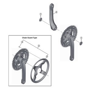 קראנק 6/7/8 הילוכים Shimano (TY301) בתפזורת (BULK)