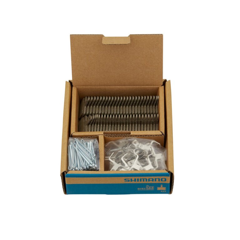 רפידות רזין וקפיץ Shimano B05S-RX ללא צלעות קירור עם פין נעילה (קופסה 25 יח')
