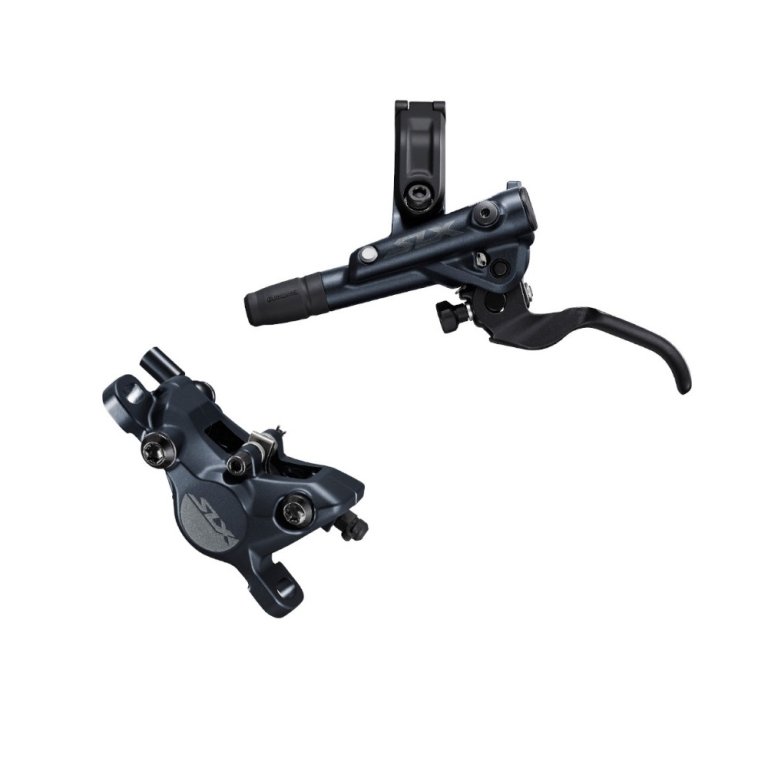 בלם דיסק מורכב Shimano 7100 SLX שמאל קדמי (קליפר, ידית, רפידות רזין, ללא צלעות קירור, צינור)