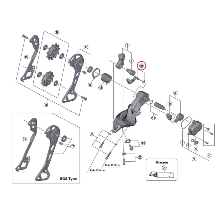יחידת ידית מתג ופלטת קיבוע Shimano (RD-M8000)