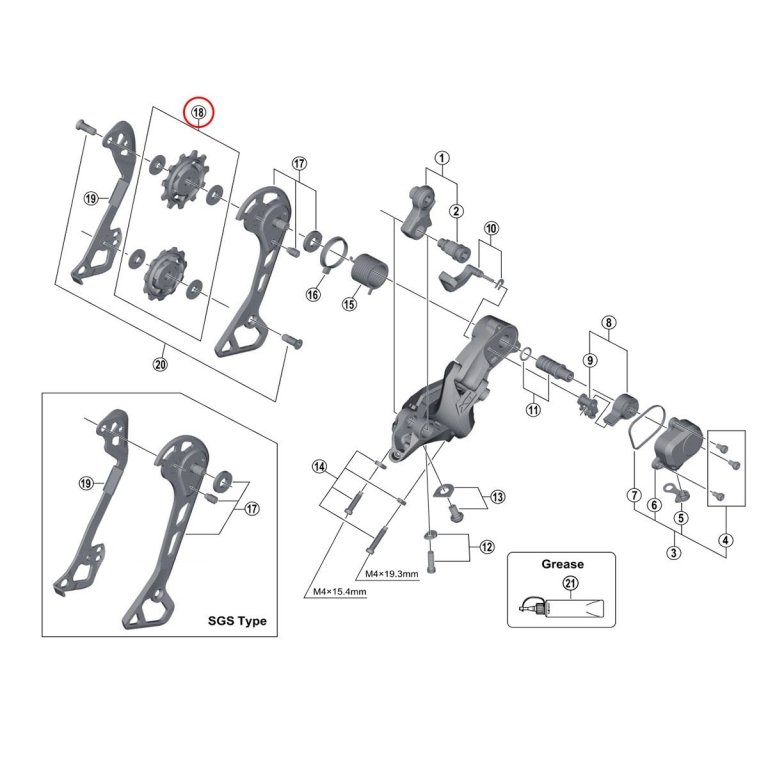 יחידת גלגלות הובלה ומתיחה Shimano (RD-M8000)