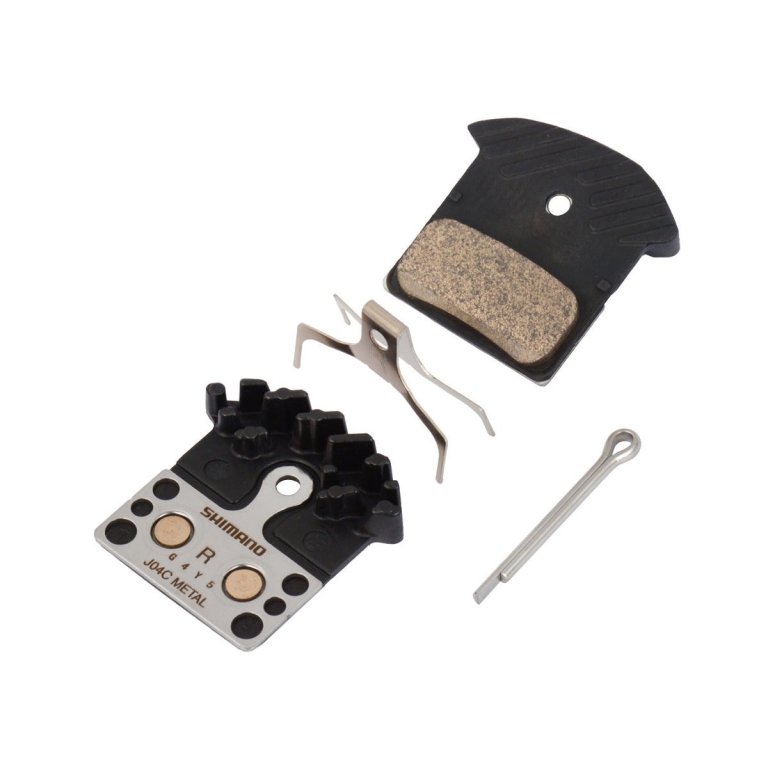 רפידות מתכת וקפיץ Shimano J04C עם צלעות קירור ופין נעילה