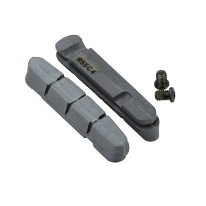 רפידות בלם מסוג קרטריג' Shimano R55C4-A (רפידה דקה יותר -1mm) וברגי קיבוע (זוג) לחישוק קרבון