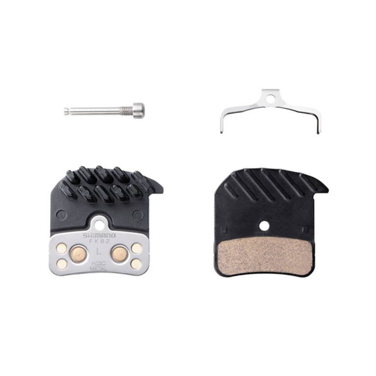רפידות מתכת וקפיץ Shimano H03C עם צלעות קירור מפוצלות