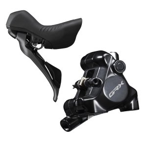 בלם דיסק מורכב ימין/אחורי Shimano (RX820) GRX (קליפר, ידית, רפידת רזין עם צלעות קירור, צינור) ללא מתאם