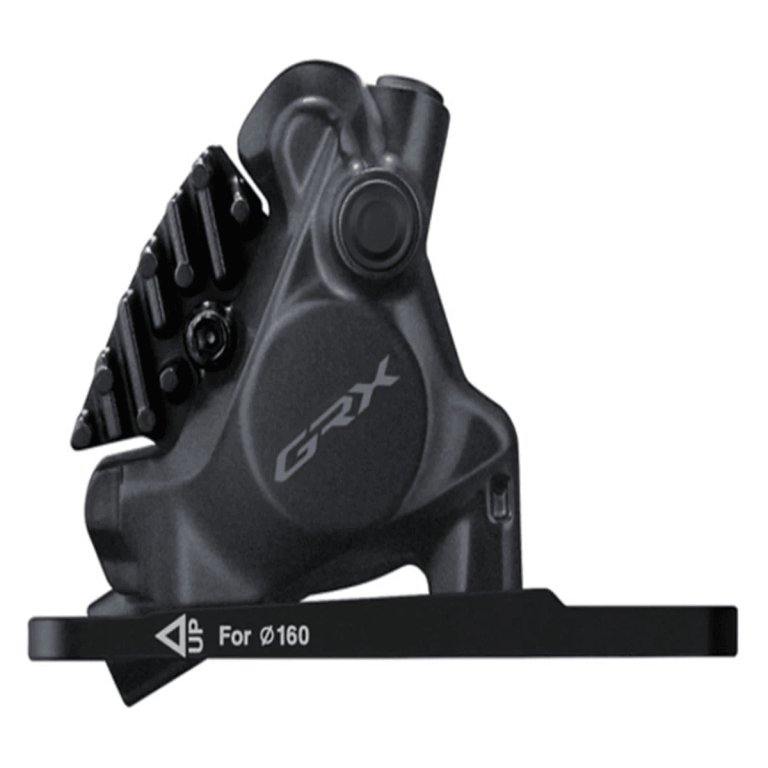 קליפר בלם דיסק הידראולי קדמי Shimano (RX410) GRX Flat Mount עם תושבת ורפידת רזין L05A – קליפר בלבד, ללא ידית וצינור