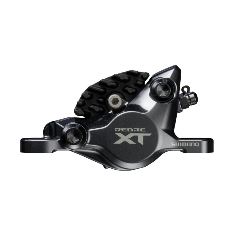 קליפר בלם דיסק הידראולי קדמי או אחורי Shimano (8200) XT ללא מתאם עם רפידת רזין G05A-RX (ללא צלעות קירור) – קליפר בלבד, ללא ידית וצינור