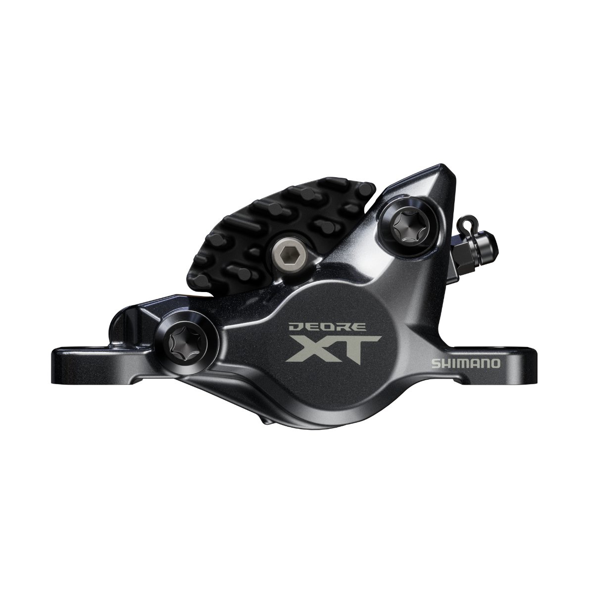 קליפר בלם דיסק הידראולי קדמי או אחורי Shimano (8200) XT ללא מתאם עם רפידת רזין G05A-RX (ללא צלעות קירור) – קליפר בלבד, ללא ידית וצינור