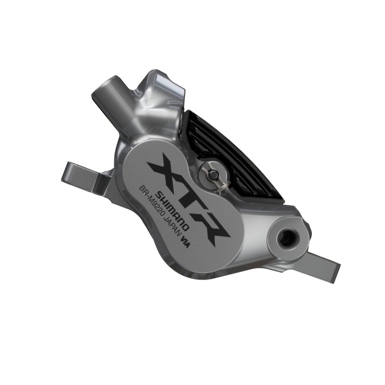 קליפר בלם דיסק הידראולי קדמי או אחורי Shimano (9220) XTR ללא מתאם עם רפידת רזין P03A-RF (עם צלעות קירור) – קליפר בלבד, ללא ידית וצינור