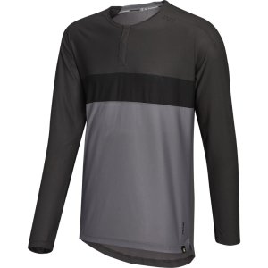 iXS Flow XTG Henley – חולצת רכיבה ארוכה עם כפתורים, שחור/גרפיט