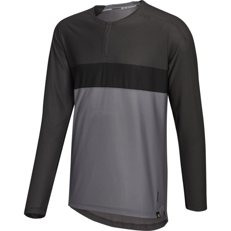 iXS Flow XTG Henley – חולצת רכיבה ארוכה עם כפתורים, שחור/גרפיט