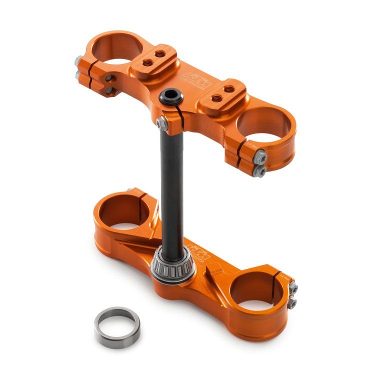KTM Factory Triple Clamp – משולש היגוי CNC לאופנוע, כתום, אופסט 22 מ"מ