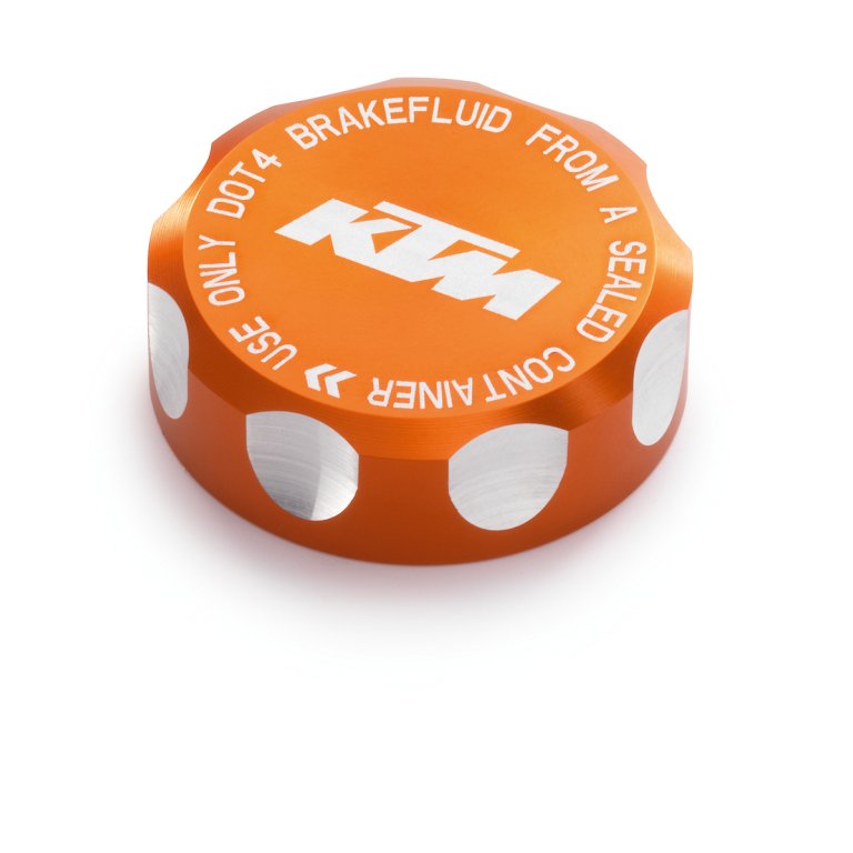KTM Reservoir Cap – פקק CNC למיכל נוזל הבלם או המצמד, כתום