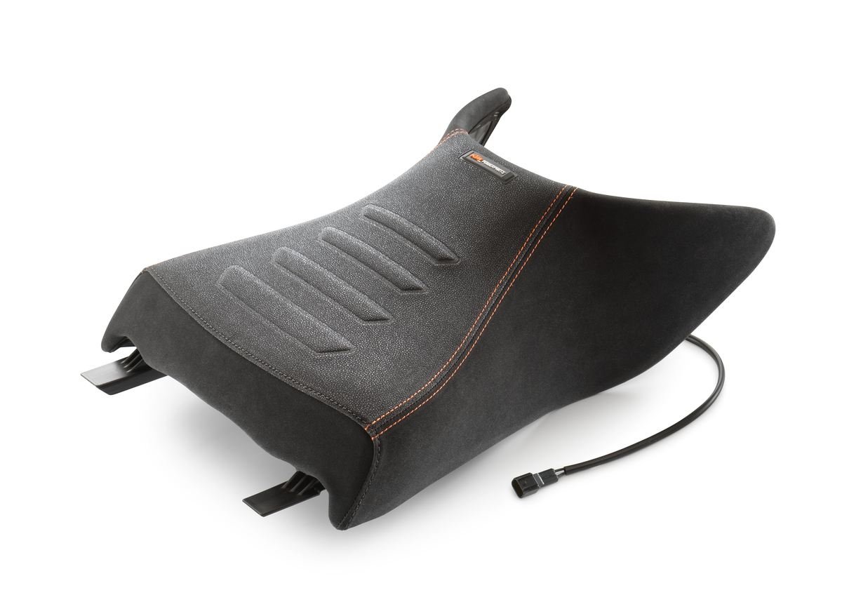 KTM Ergo Rider's Seat – מושב רוכב ארגונומי מחומם לאופנוע, גבוה ב-12 מ"מ