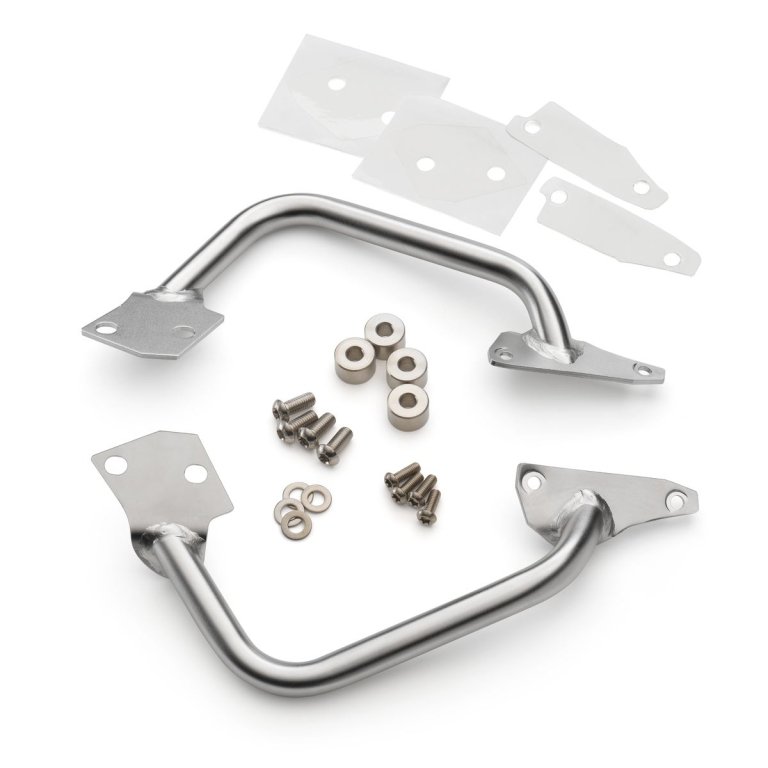 KTM Side Bag Carrier – תושבת לתיקי צד מצינורות נירוסטה, כסופה