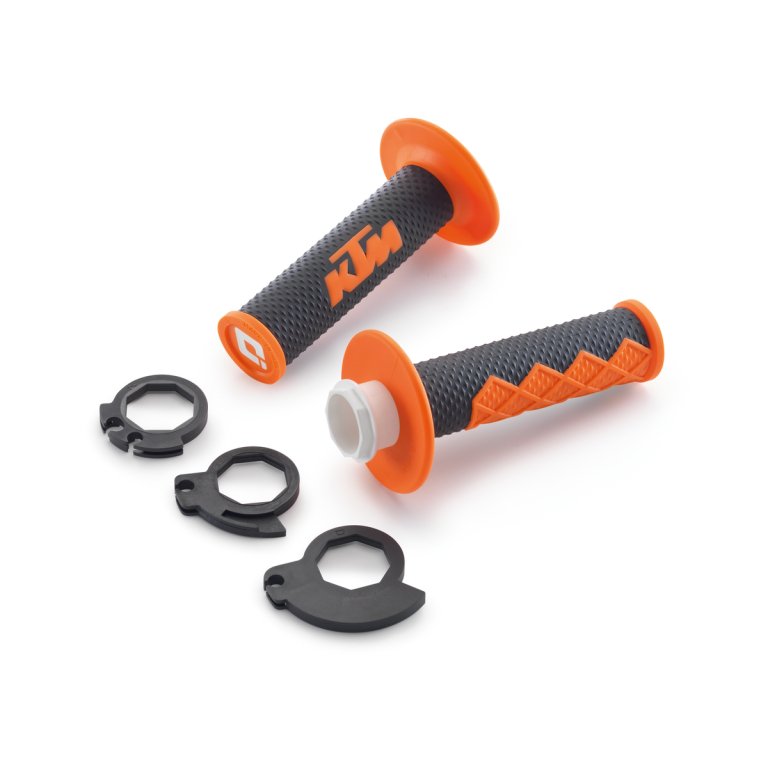 KTM Lock-on Grip Set – סט גריפים עם נעילה לאופנוע, קצה סגור, שחור-כתום