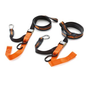 KTM Lashing Strap Set – סט רצועות קשירה להובלת אופנוע, שחור-כתום