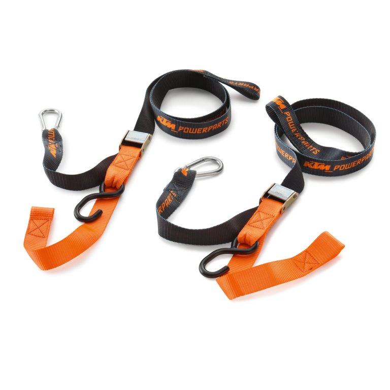 KTM Lashing Strap Set – סט רצועות קשירה להובלת אופנוע, שחור-כתום