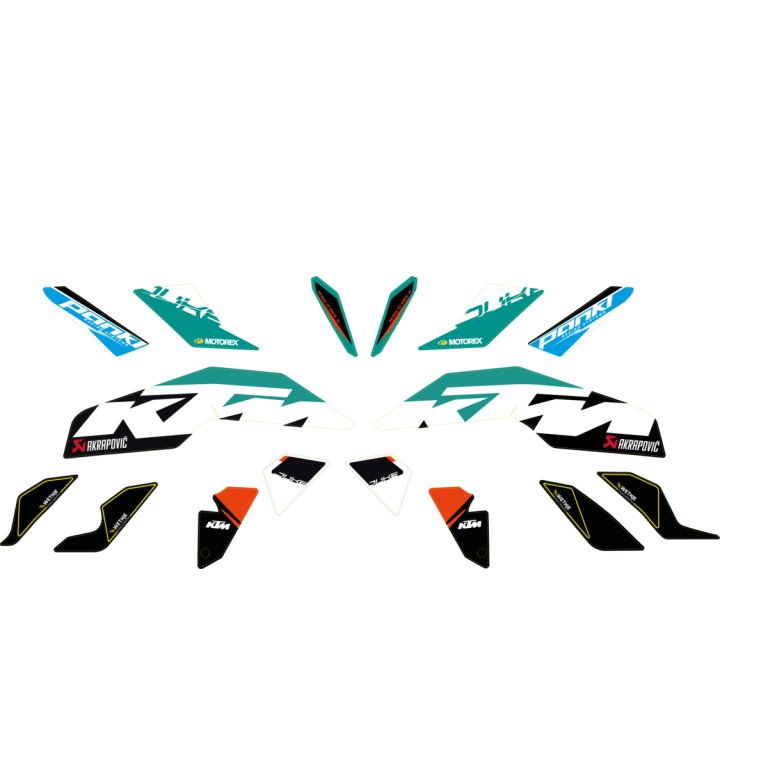 KTM Factory Graphics Kit – ערכת מדבקות Factory לאופנוע, מראה מרוץ