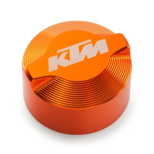 KTM Coolant Compensating Tank Cover – מכסה CNC למיכל העודפים של נוזל הקירור, כתום