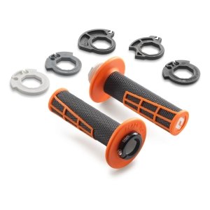 KTM Lock-on Grip Set – סט גריפים עם נעילה לאופנוע, כתום, קצה סגור