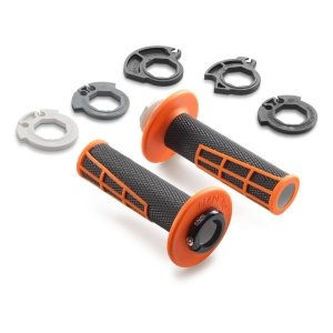 KTM Lock-on Grip Set – סט גריפים עם נעילה לאופנוע, כתום, קצה פתוח
