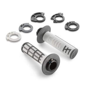 KTM Lock-on Grip Set “Jeff Emig” – סט גריפים עם נעילה לאופנוע, שחור-לבן