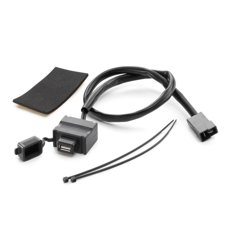 KTM USB-A Power Outlet Kit – ערכת שקע USB-A לאופנוע, עם מכסה מגן