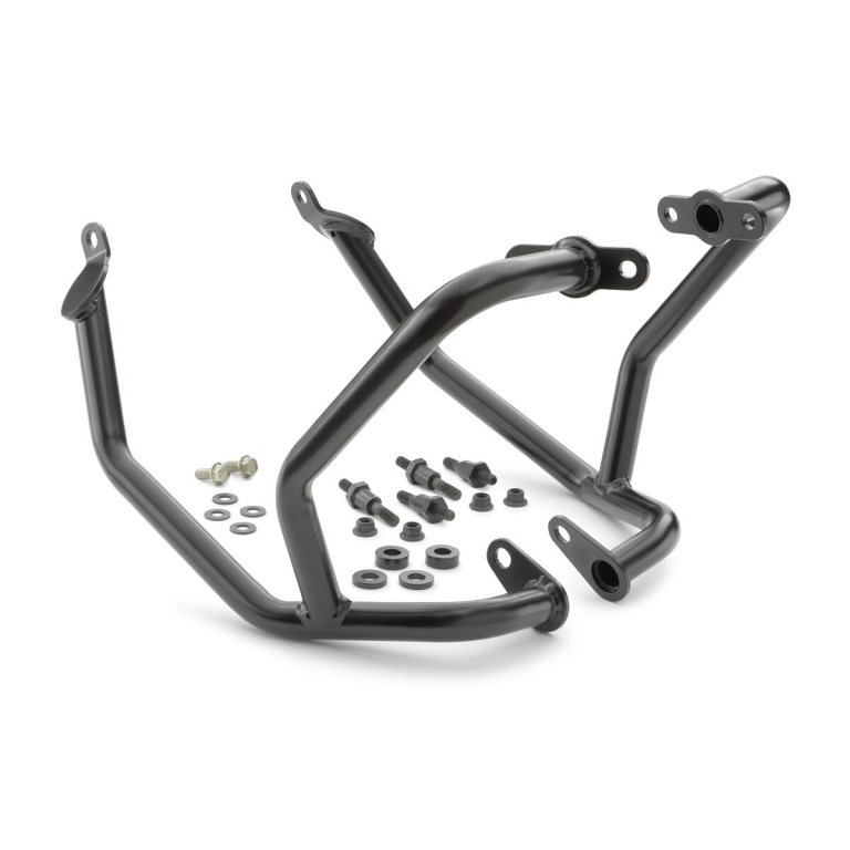KTM Crash Bar Kit – מגן מנוע צינורי (קראש בר) לאופנוע, שחור, הרכבה על השלדה