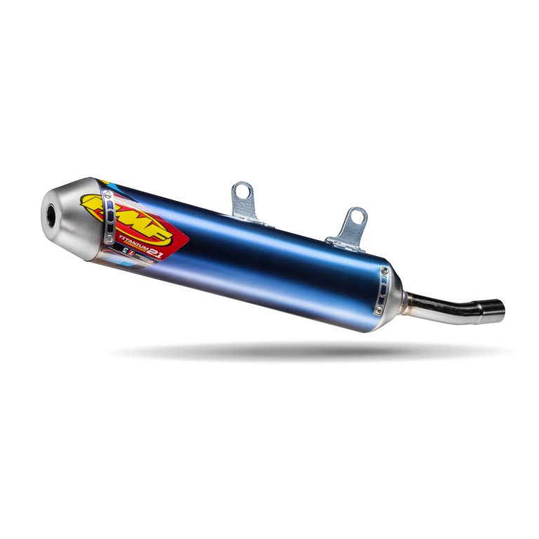 FMF Titanium Powercore 2.1 – משתיק טיטניום לאופנוע אנדורו דו-פעימתי, כחול