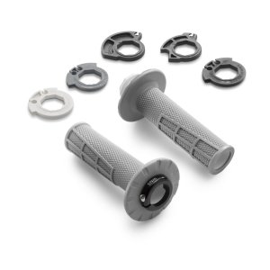 KTM Lock-on Grip Set – סט גריפים עם נעילה לאופנוע, אפור, קצה פתוח