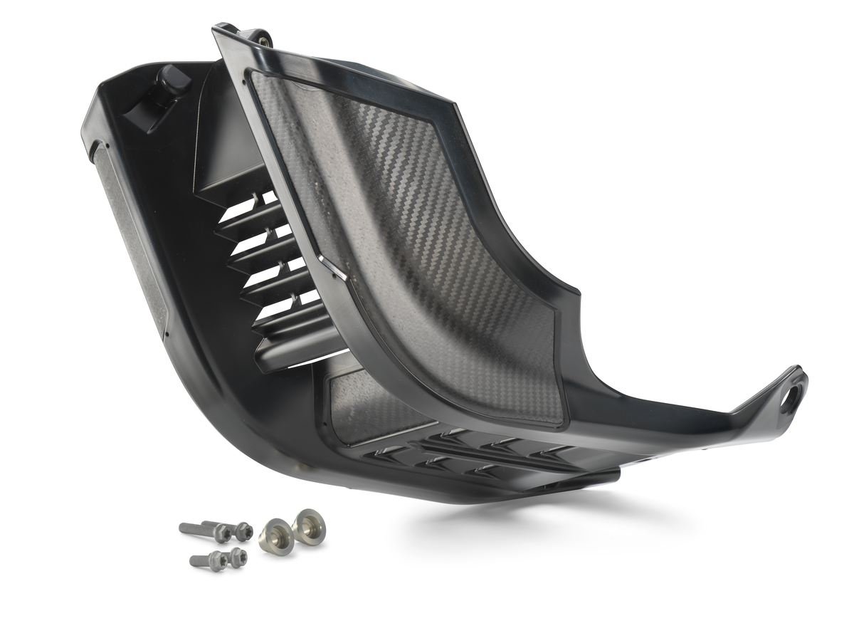 KTM Factory Skid Plate – מגן גחון מסיבי פחמן ופלסטיק לאופנוע שטח 4 פעימות